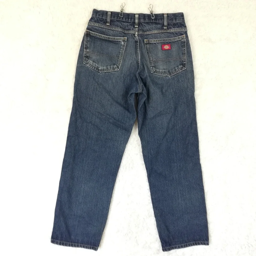 Dickies Mens Jeans Straight Leg Blue Denim Relaxed Fit Medium Wash 32x32